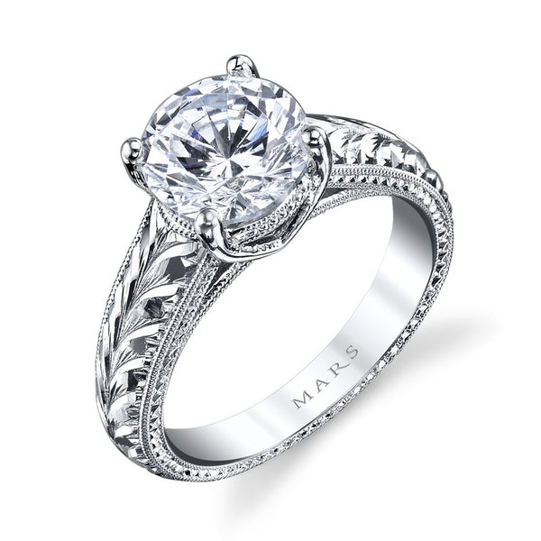 Engraved Solitaire Ring Setting