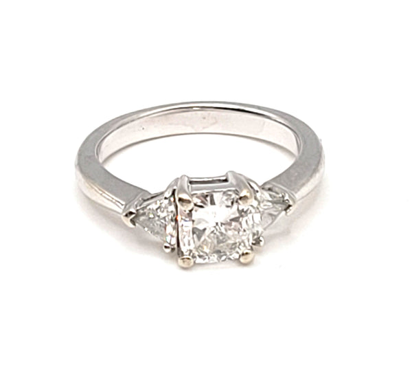 Estate 14 Karat White Gold Cushion Cut Engagement Ring