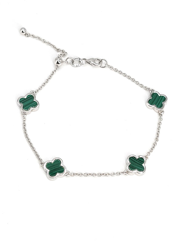 14k White Gold Malachite Lariat Bracelet