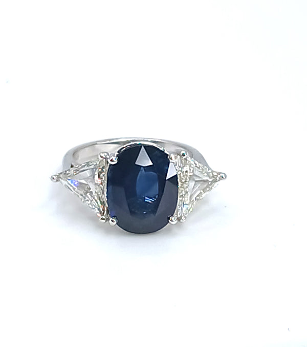 Estate 18k White Gold Sapphire and Diamond Ring