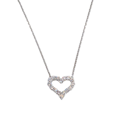 14k White Gold Diamond Heart Necklace