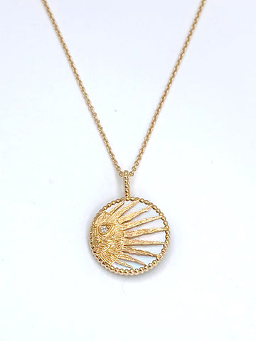 18k Yellow Gold Reversible Sun and Moon Pendant