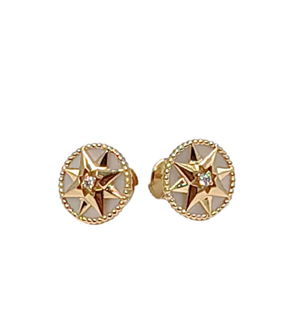 18k Yellow Gold Sun Medallion Stud Earrings