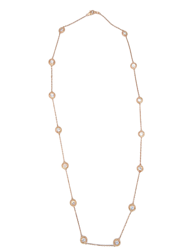 Ounce Collections 18 Karat Rose Gold Diamond Station Necklace