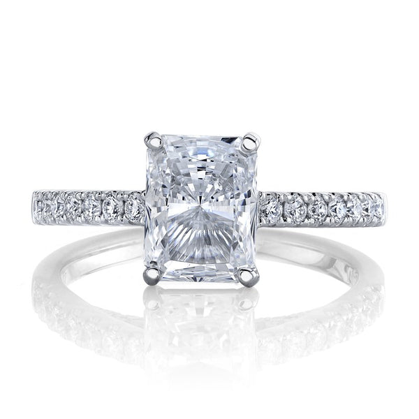 Solitaire Ring Setting with Diamond Band and Diamond Bridge