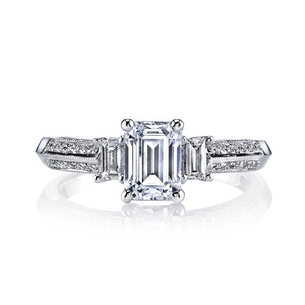 Three Stone Plus Ring Setting with Baguette Side Diamonds