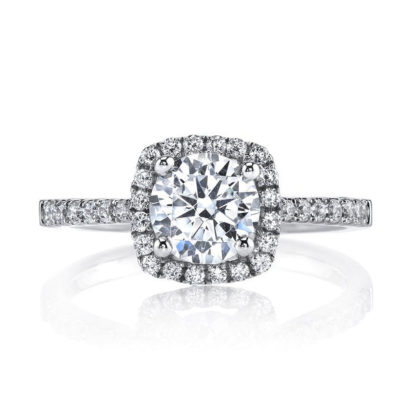 Solitaire Ring Setting with Diamond Halo and Band