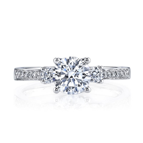 Three Stone Plus Ring Setting with Round Side Diamonds