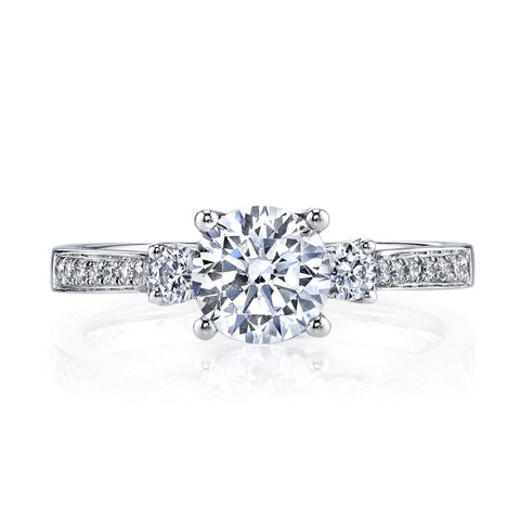 Three Stone Plus Ring Setting with Round Side Diamonds
