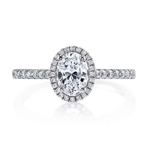 Solitaire Ring Setting With Diamond Halo and Band