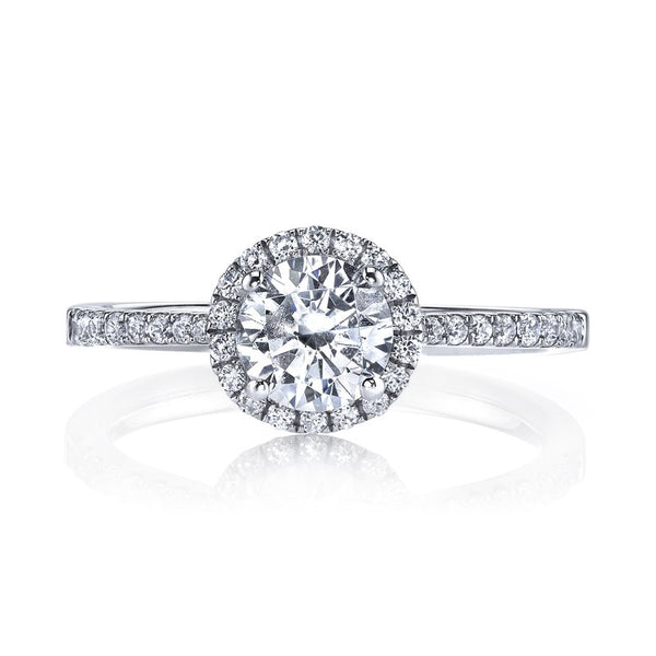 Solitaire Ring Setting With Diamond Halo and Band