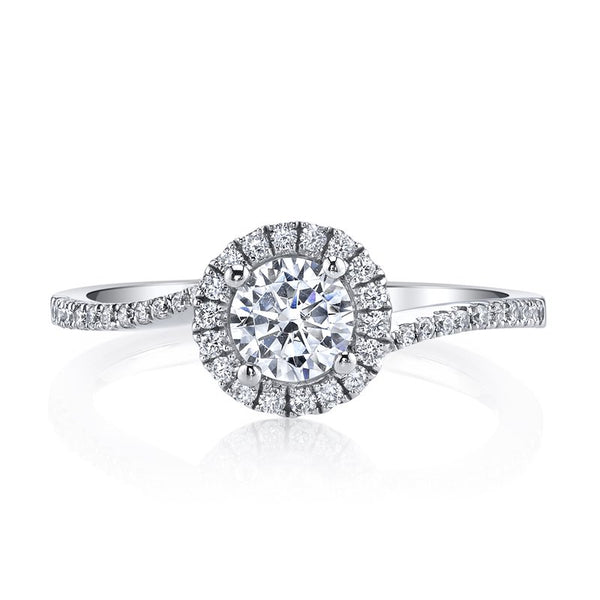 Solitaire Ring Setting With Diamond Halo and Band