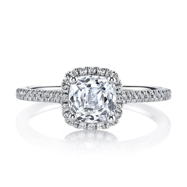 Solitaire Ring Setting With Diamond Halo, Diamond Band and Diamond Under Gallery