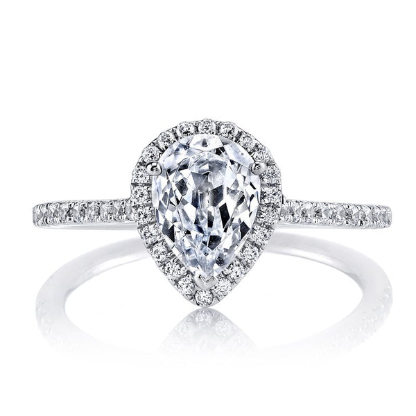 Solitaire Ring Setting With Diamond Halo and Band