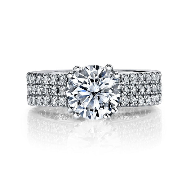 Solitaire Ring Setting With 3 Row Diamond Band