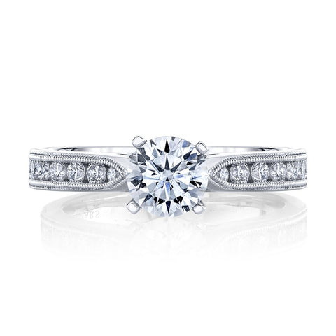 Solitaire Ring Setting With Channel Set Diamond Band