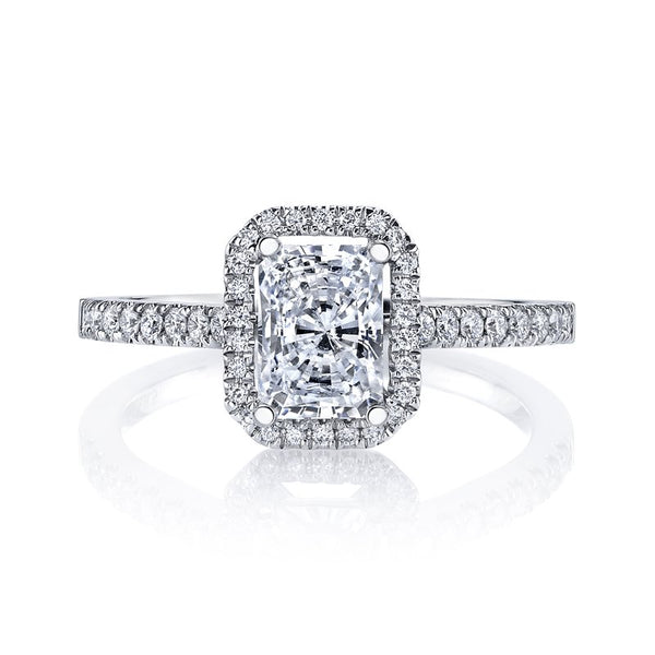 Solitaire Ring Setting With Diamond Halo and Band