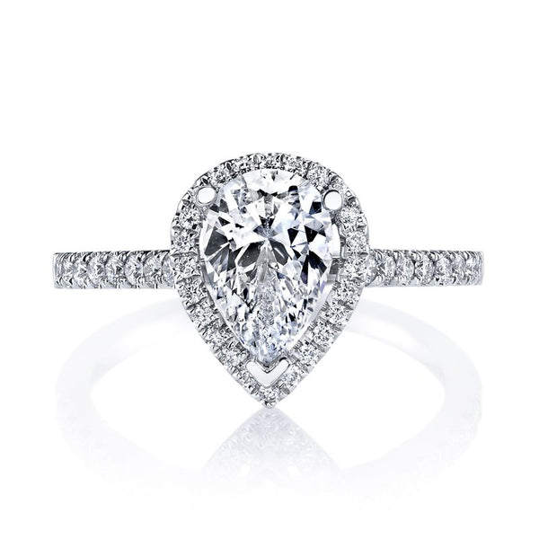 Solitaire Ring Setting With Diamond Halo and Band