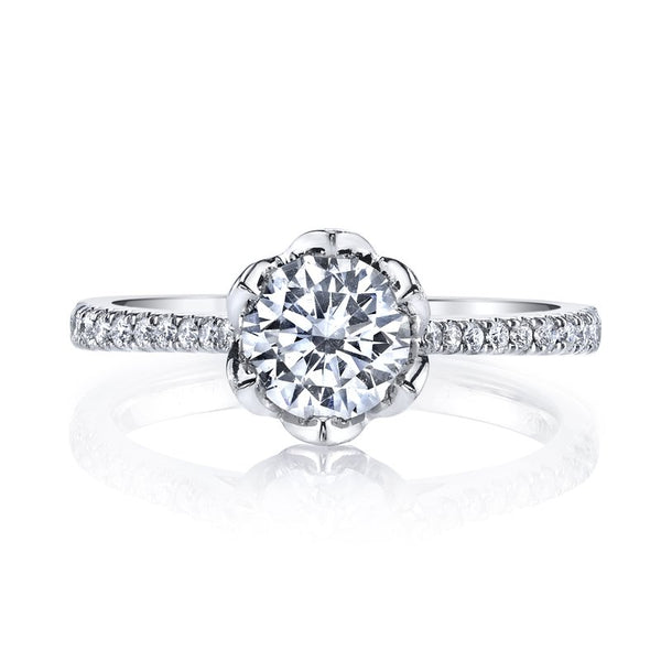 Ring Setting with Flower Inspired halo and Diamond Band