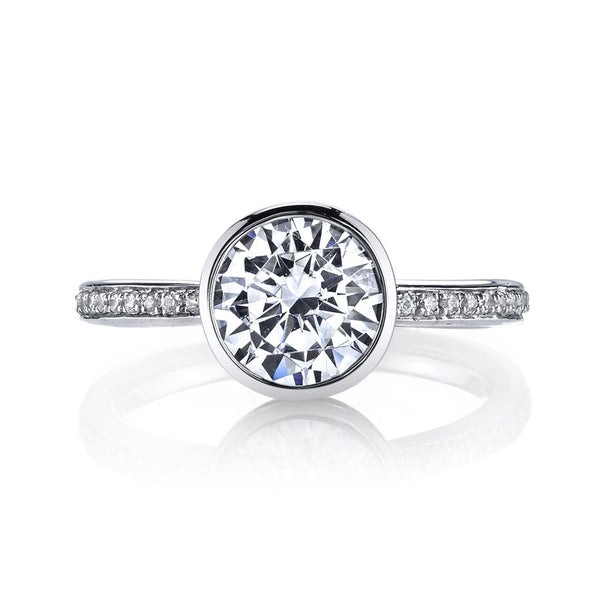 Bezel Set Solitaire Ring Setting with Diamond Band