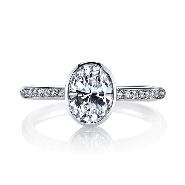 Bezel Set Solitaire Ring Setting with Diamond Band