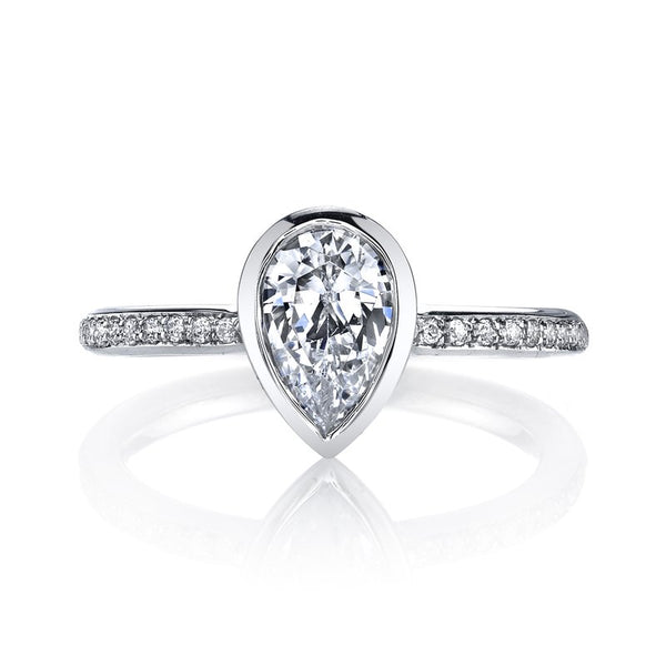 Bezel Set Solitaire Ring Setting with Diamond Band