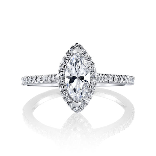 Solitaire Ring Setting with Diamond Halo and Band