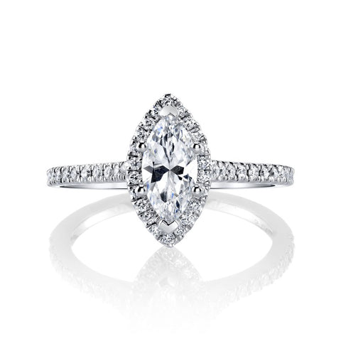 Solitaire Ring Setting with Diamond Halo and Band