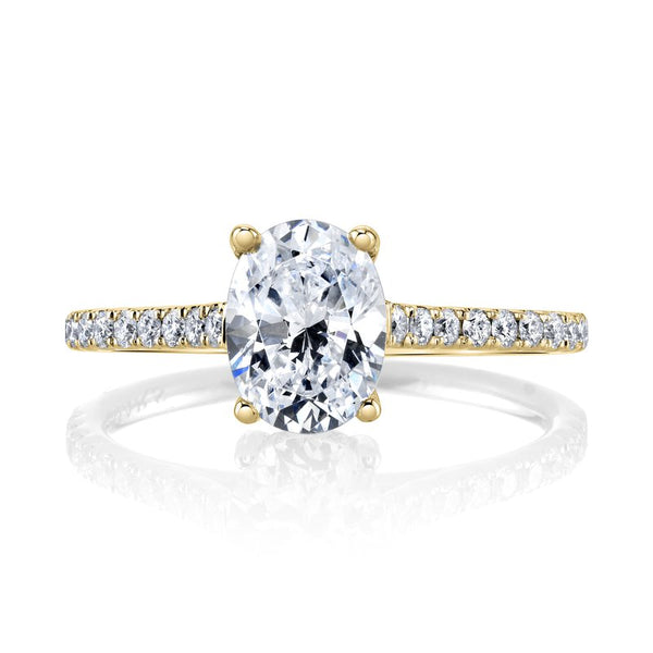 Solitaire Ring Setting with Diamond Band and Hidden Halo