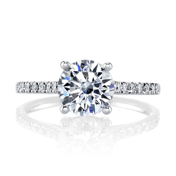 Solitaire Ring Setting With Diamond Band and Hidden Halo