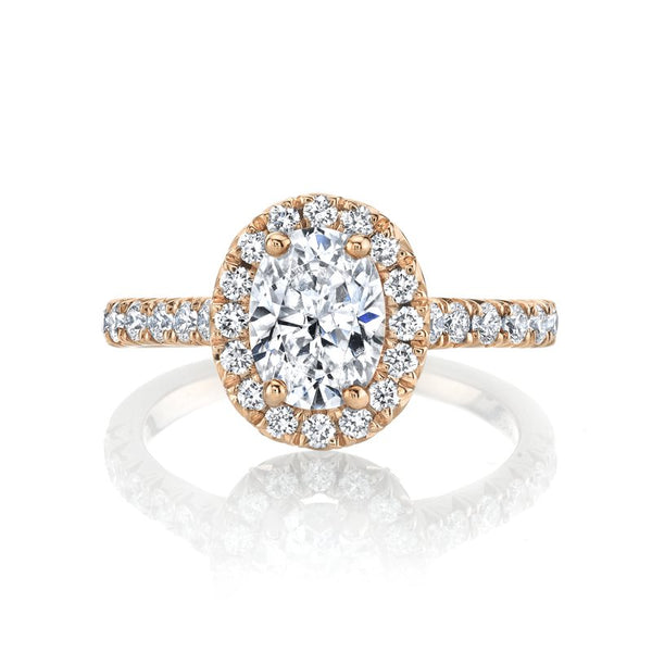 Solitaire Ring Setting With Diamond Halo and Band