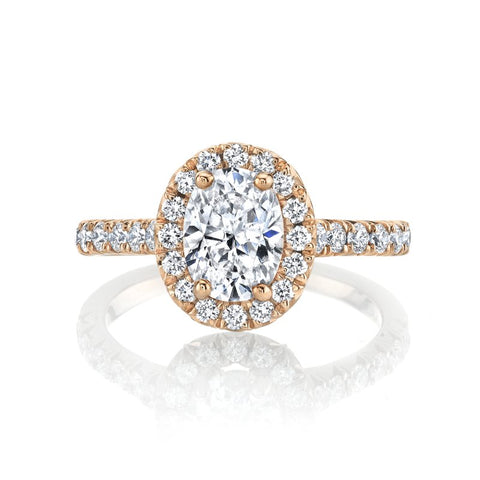 Solitaire Ring Setting With Diamond Halo and Band