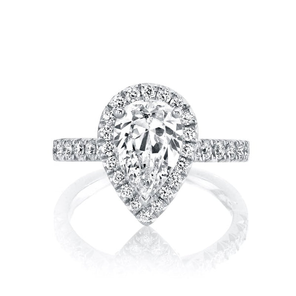 Solitaire Ring Setting with Diamond Halo and Band