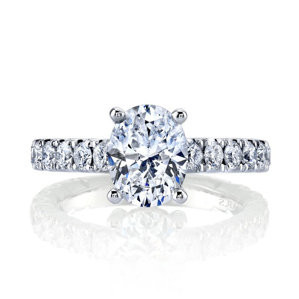 Solitaire Ring Setting with Diamond Band and Hidden Halo