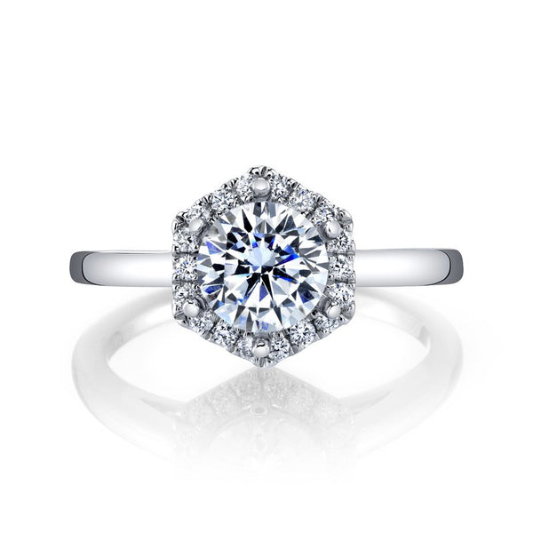 Solitaire Ring Setting with Hexagon Diamond Halo