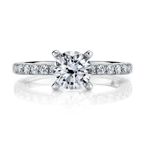 Solitaire Ring Setting With Diamond Band and Hidden Halo