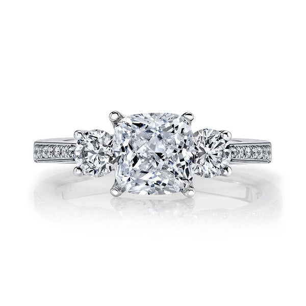 Three Stone Plus Ring Setting With Round Side Diamonds