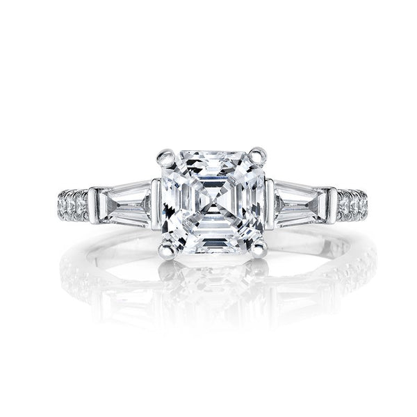 Three Stone Plus Ring Setting With Baguette Side Diamonds