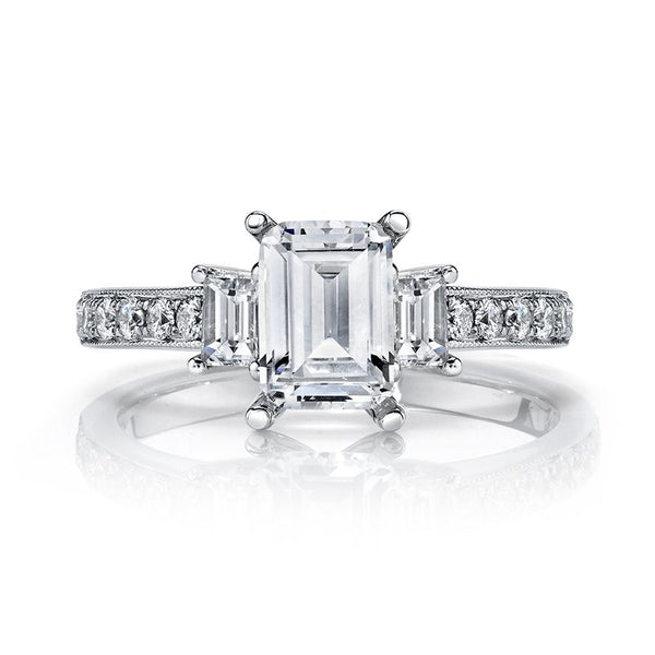 Three Stone Plus Ring Setting with Baguette Side Diamonds