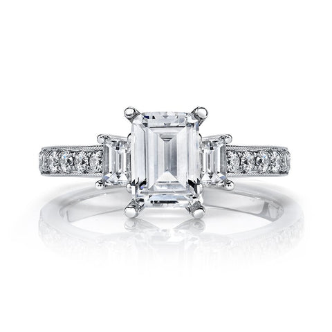 Three Stone Plus Ring Setting with Baguette Side Diamonds