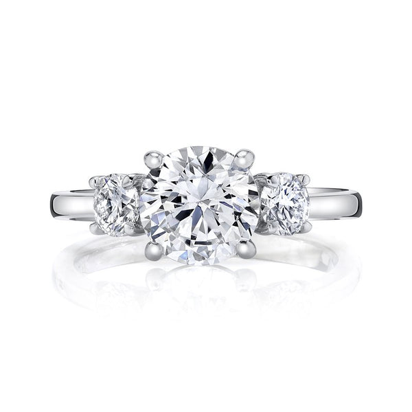 Three Stone Ring Setting With Round Side Diamonds