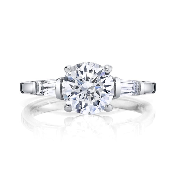 Three Stone Ring Setting with Baguette Side Diamonds