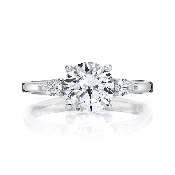 Three Stone Ring Setting With Pear Side Diamonds