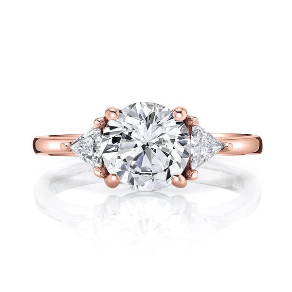 Three Stone Ring Setting with Trillion Side Diamonds