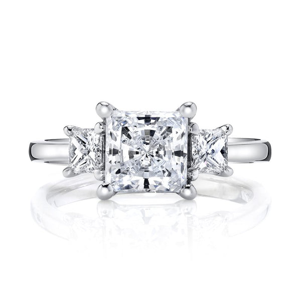 Three Stone Ring Setting With Princess Cut Side Diamonds