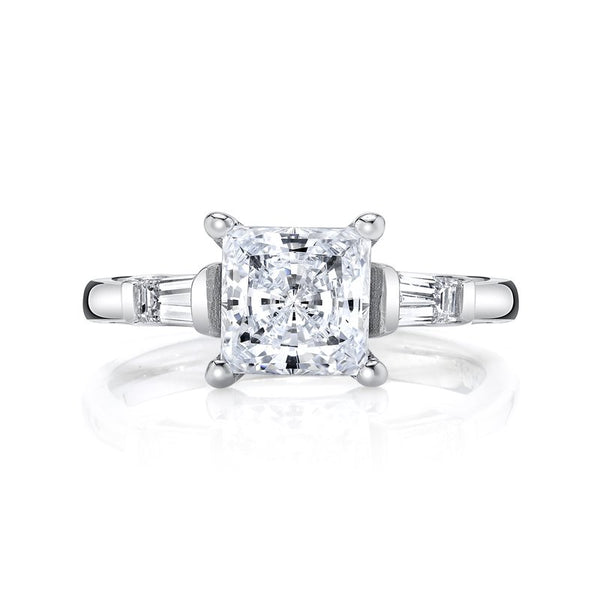 Three Stone Ring Setting With Baguette Side Diamonds