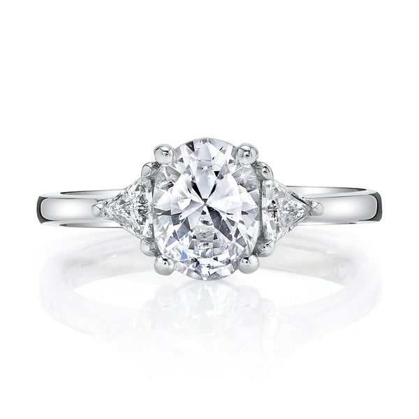 Three Stone Ring Setting with Trillion Side Diamonds