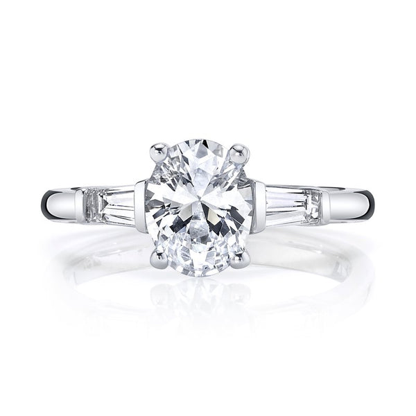 Three Stone Ring Setting with Baguette Side Diamonds