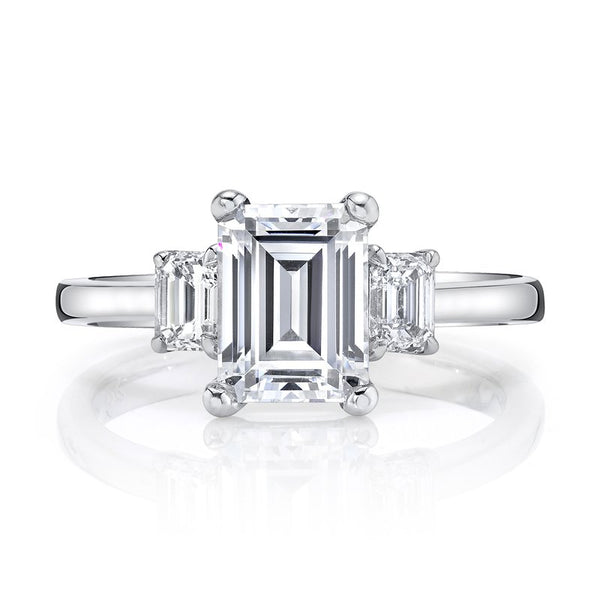 Three Stone Ring Setting With Baguette Side Diamonds