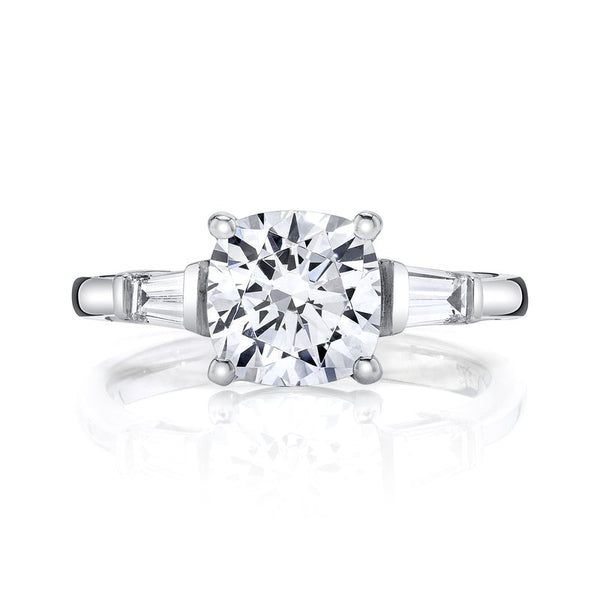 Three Stone Ring Setting with Baguette Side Diamonds